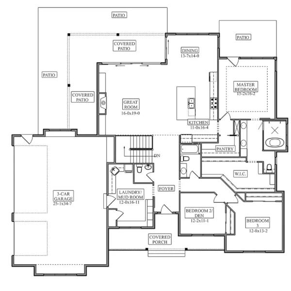 European House Plan First Floor - Spicewood Trail II Farmhouse 101D-0163 - Shop House Plans and More