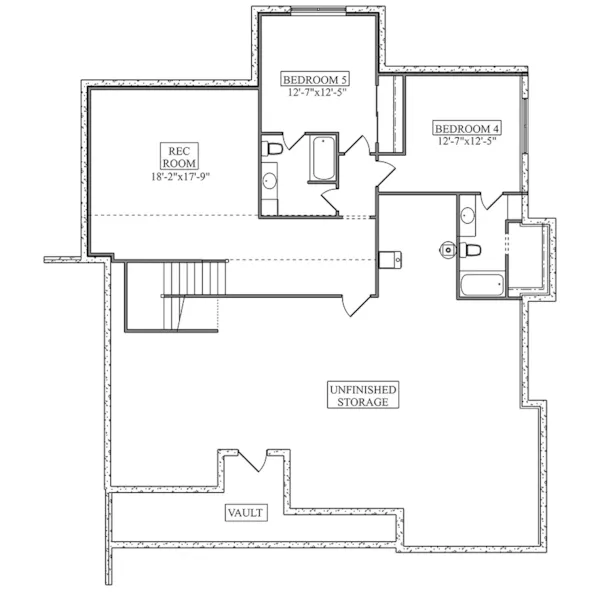 European House Plan Lower Level Floor - Spicewood Trail II Farmhouse 101D-0163 - Shop House Plans and More