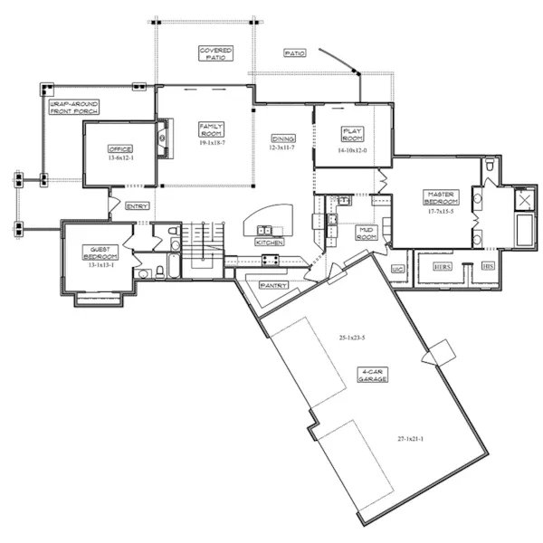 Modern House Plan First Floor - Riverstone Modern Farmhouse 101D-0165 - Shop House Plans and More