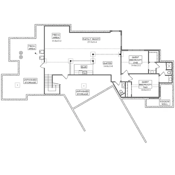 Modern House Plan Lower Level Floor - Riverstone Modern Farmhouse 101D-0165 - Shop House Plans and More