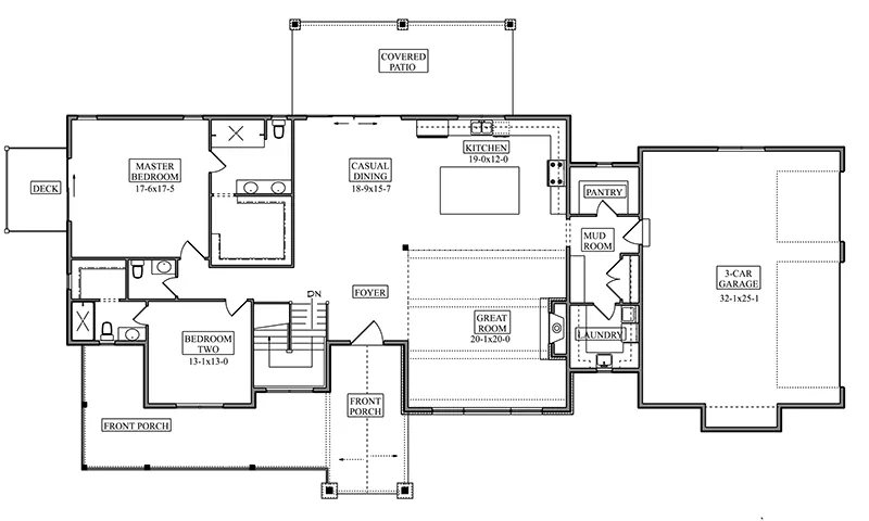 Ranch House Plan First Floor - Hunsley Road Rustic Home 101D-0167 - Shop House Plans and More