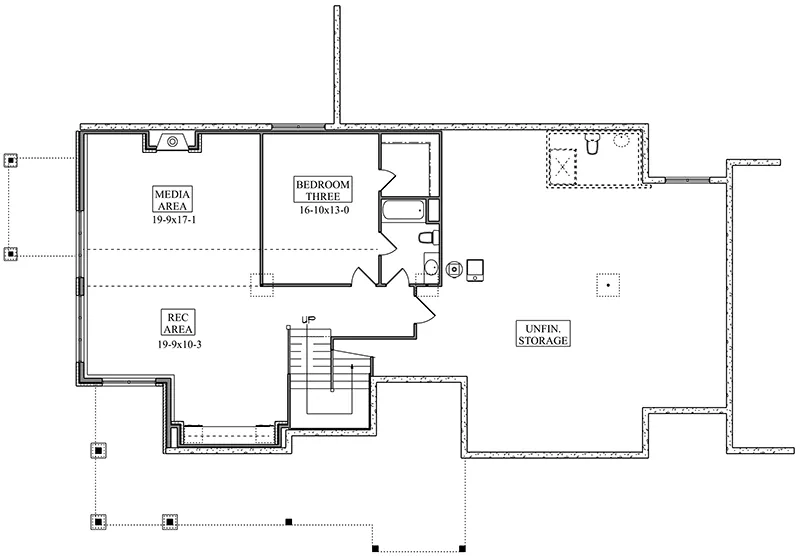 Ranch House Plan Lower Level Floor - Hunsley Road Rustic Home 101D-0167 - Shop House Plans and More