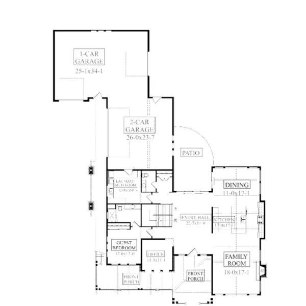 Mountain House Plan First Floor - Wood Cliff Modern Home 101D-0170 - Shop House Plans and More