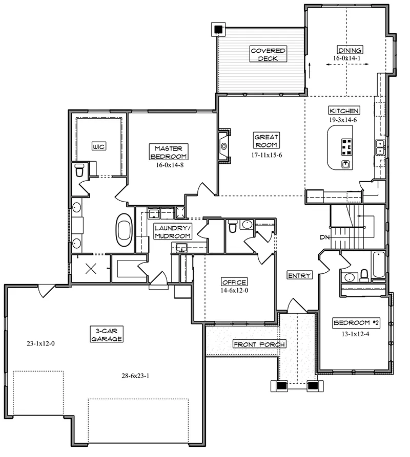 Country House Plan First Floor - Sawtooth Modern Farmhouse 101D-0175 - Shop House Plans and More