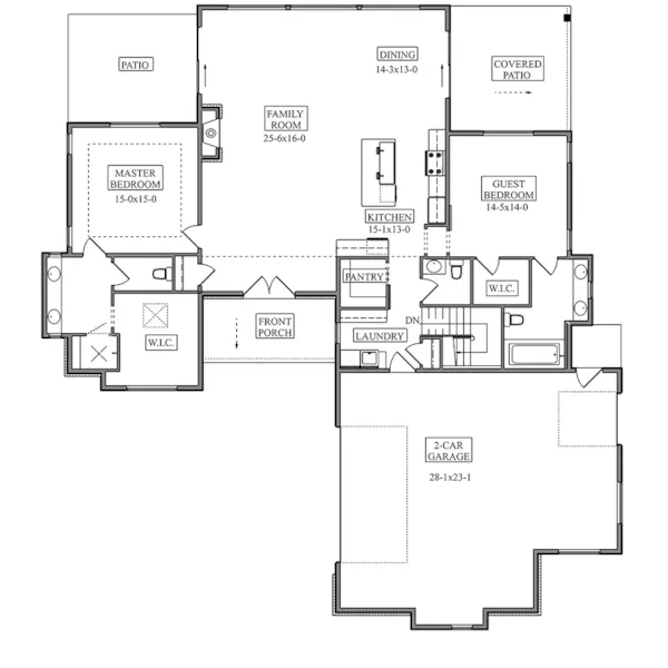 Ranch House Plan First Floor - Girard Bay Modern Home 101D-0181 - Search House Plans and More