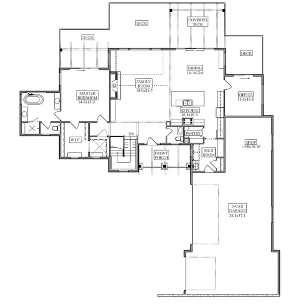 European House Plan First Floor - Upland Ranch Home 101D-0201 | House Plans and More