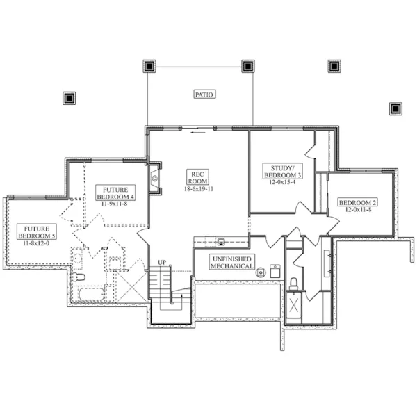 European House Plan Lower Level Floor - Upland Ranch Home 101D-0201 | House Plans and More