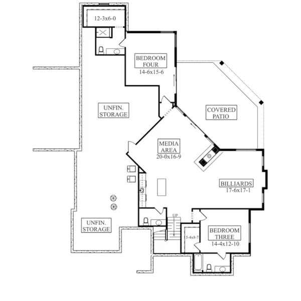 Mountain House Plan Lower Level Floor - Palomino Modern Home 101D-0218 | House Plans and More