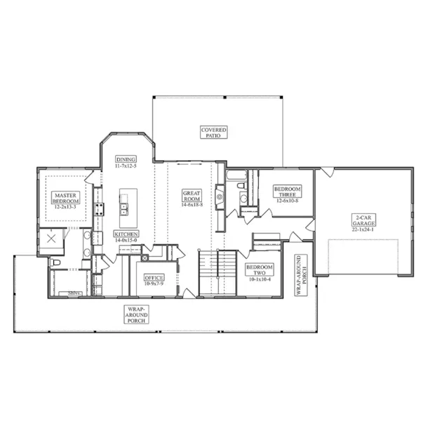 Ranch House Plan First Floor - Fulton County Modern Farmhouse 101D-0227 | House Plans and More