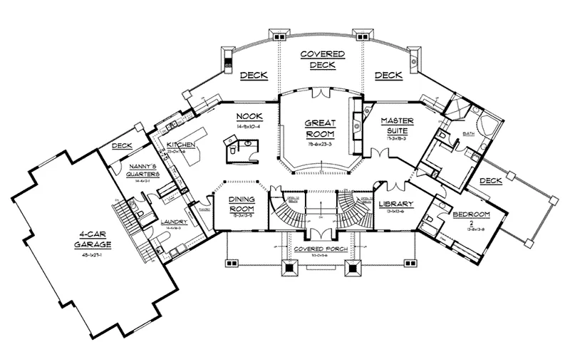 Country House Plan First Floor - Boothbay Bluff Luxury Home 101S-0001 - Search House Plans and More