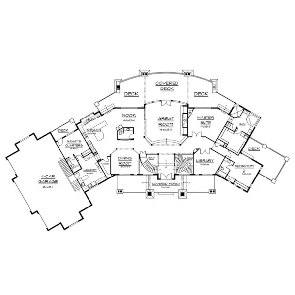 Craftsman House Plan First Floor - Boothbay Bluff Luxury Home 101S-0001 - Search House Plans and More