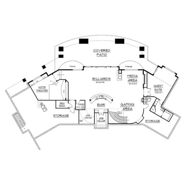 Craftsman House Plan Lower Level Floor - Boothbay Bluff Luxury Home 101S-0001 - Search House Plans and More