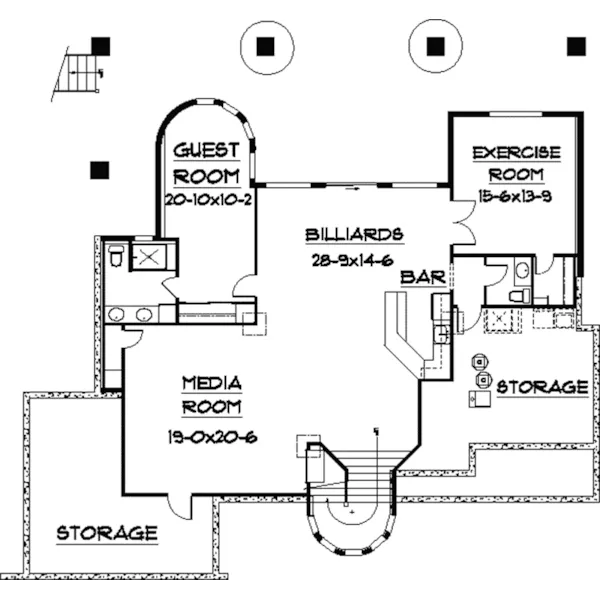 Contemporary House Plan Lower Level Floor - Ransford European Luxury Home 101S-0004 - Shop House Plans and More