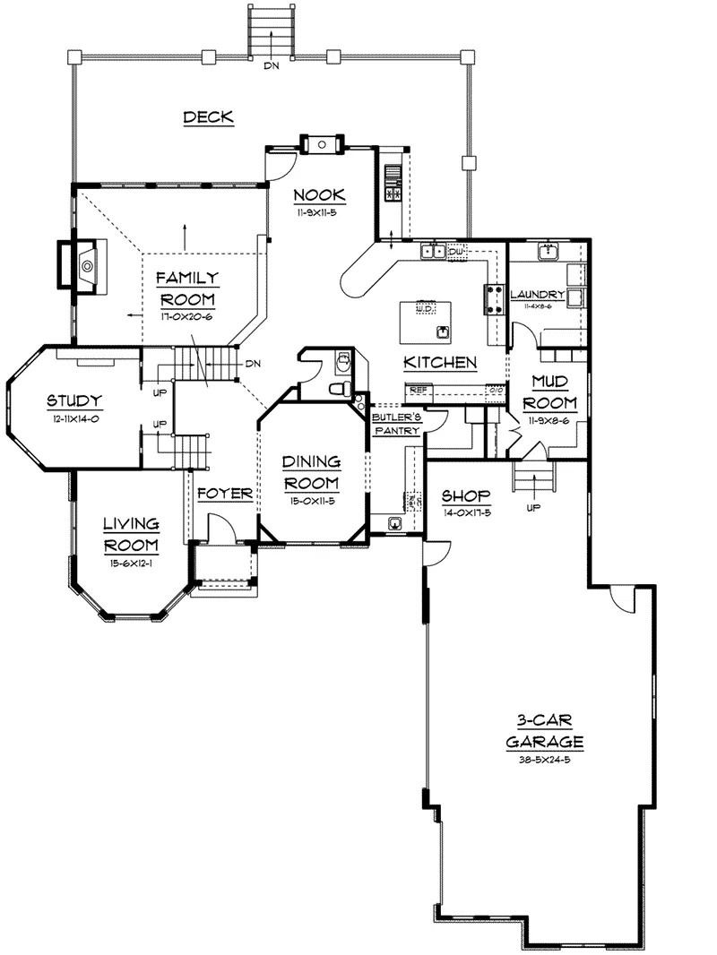 Tudor House Plan First Floor - Murillo Rustic European Home 101S-0007 - Shop House Plans and More