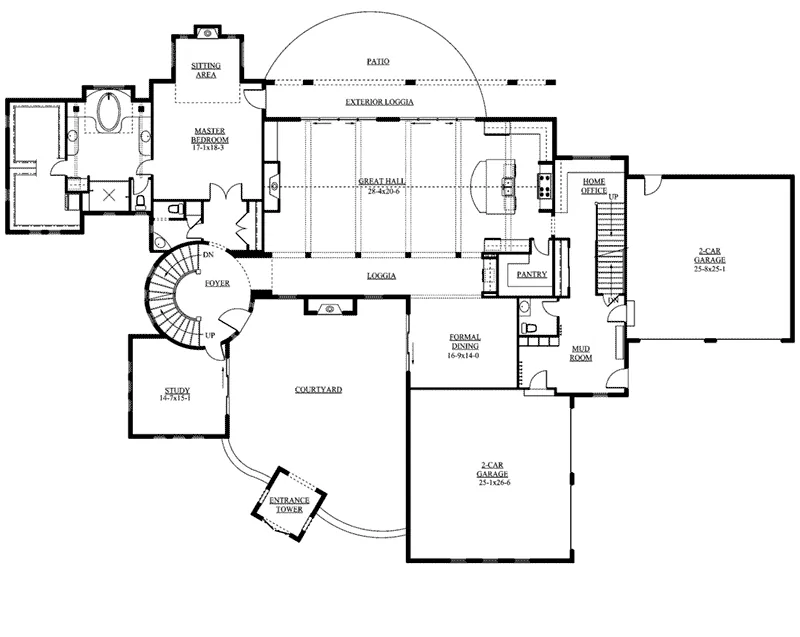 Luxury House Plan First Floor - Berenzy Luxury Santa Fe Home 101S-0014 - Search House Plans and More