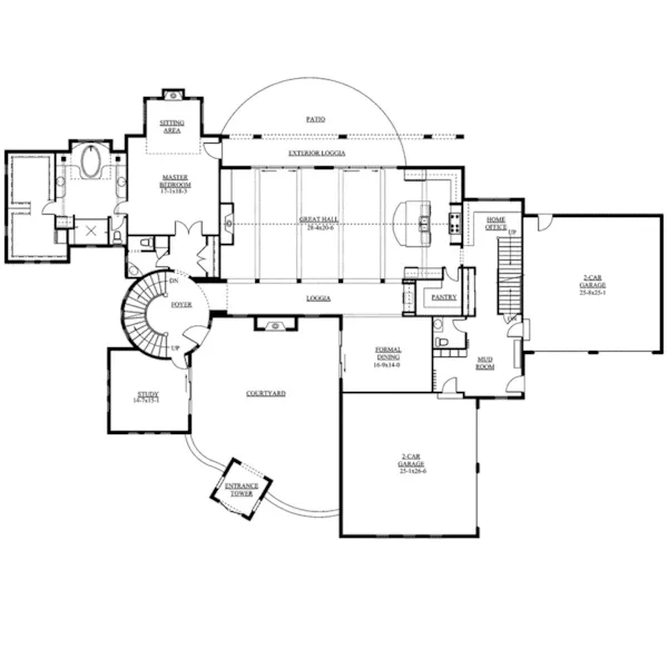 Santa Fe House Plan First Floor - Berenzy Luxury Santa Fe Home 101S-0014 - Search House Plans and More