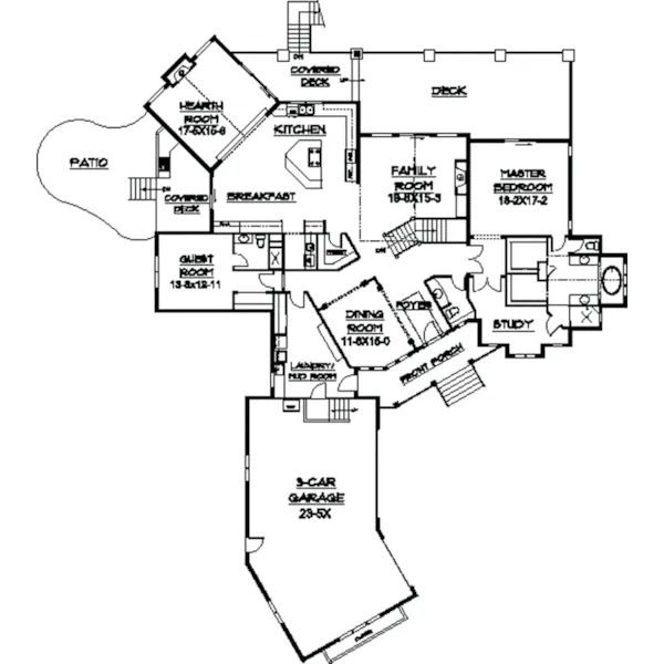 Craftsman House Plan First Floor - Parkholm Arts And Crafts Home 101S-0015 - Shop House Plans and More