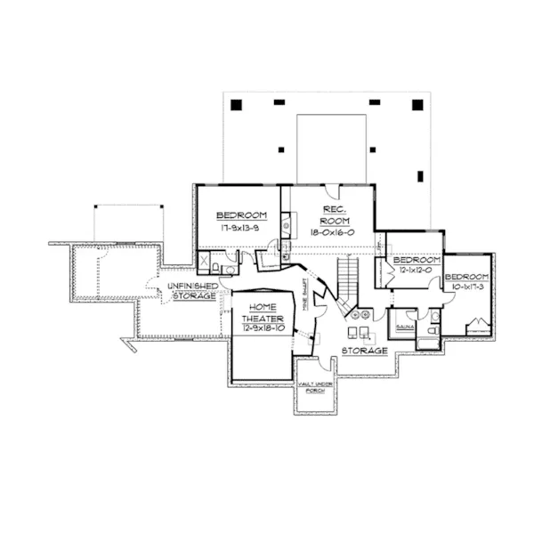 Craftsman House Plan Lower Level Floor - Huntsmoor Craftsman Ranch Home 101S-0016 - Search House Plans and More