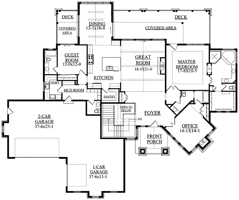 Ranch House Plan First Floor - Rabenburg Rustic Home 101S-0017 - Shop House Plans and More