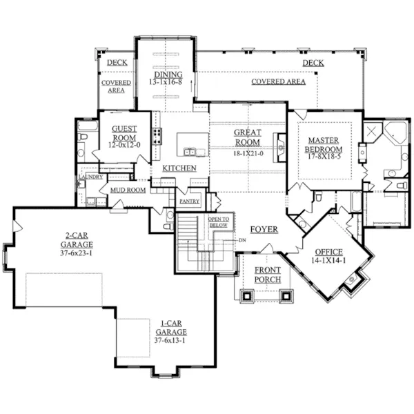 Ranch House Plan First Floor - Rabenburg Rustic Home 101S-0017 - Shop House Plans and More