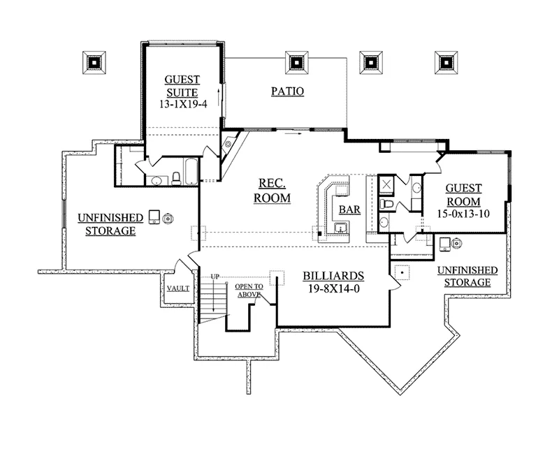 Ranch House Plan Lower Level Floor - Rabenburg Rustic Home 101S-0017 - Shop House Plans and More