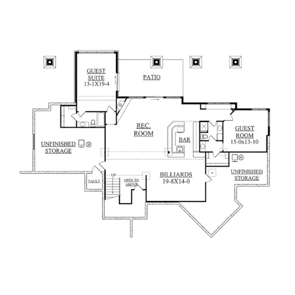 Ranch House Plan Lower Level Floor - Rabenburg Rustic Home 101S-0017 - Shop House Plans and More