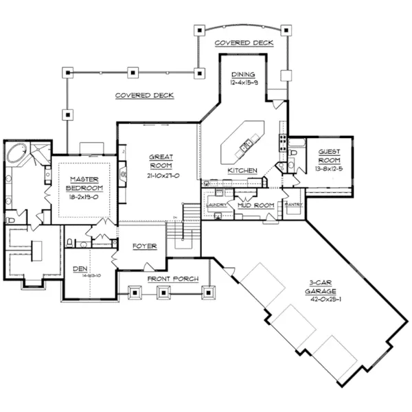 Ranch House Plan First Floor - Dallin Mountain Home 101S-0018 - Search House Plans and More