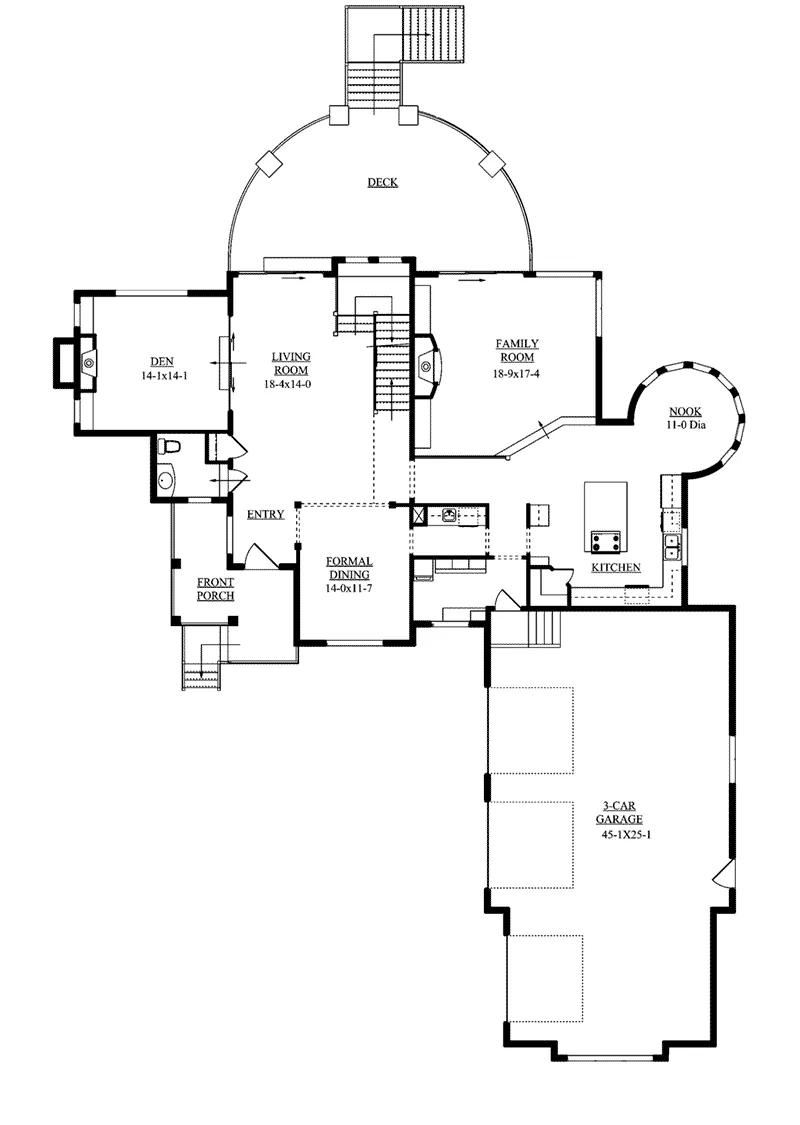 Shingle House Plan First Floor - Emmet Luxury Home 101S-0019 - Search House Plans and More