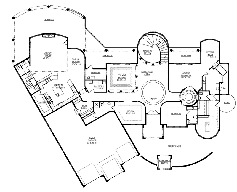First Floor - 101S-0021 - Shop House Plans and More