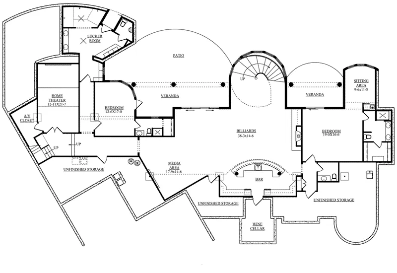 Lower Level Floor - 101S-0021 - Shop House Plans and More