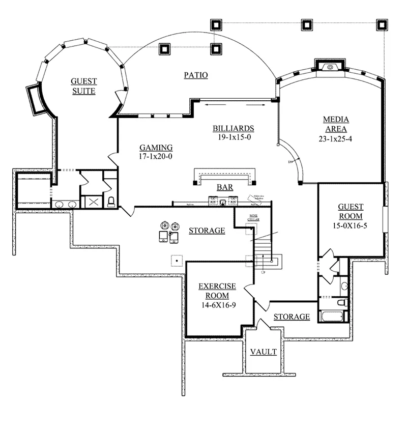 Tudor House Plan Lower Level Floor - Galliano Manor Luxury Home 101S-0023 - Search House Plans and More