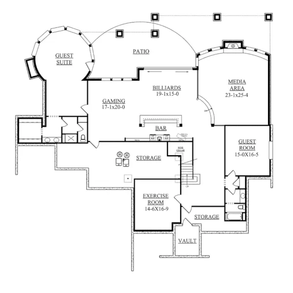 Tudor House Plan Lower Level Floor - Galliano Manor Luxury Home 101S-0023 - Search House Plans and More