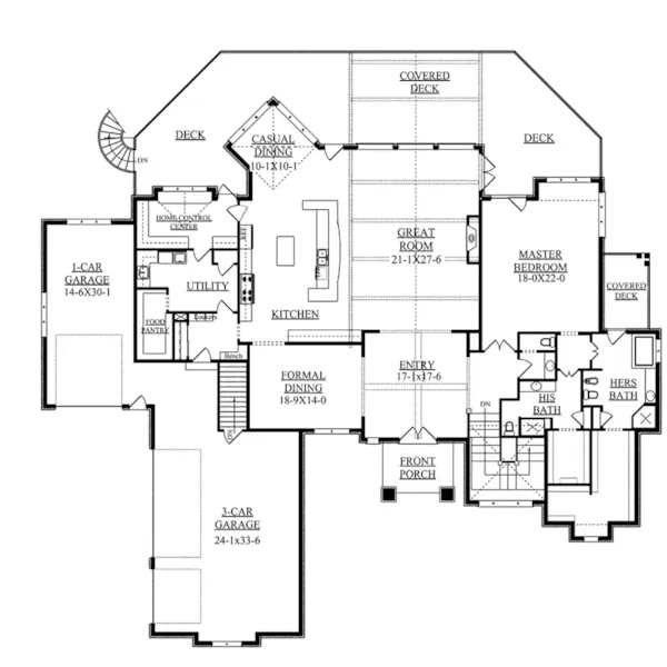 Luxury House Plan First Floor - Brick and Stone Home 101S-0024 | Stone Exterior Home