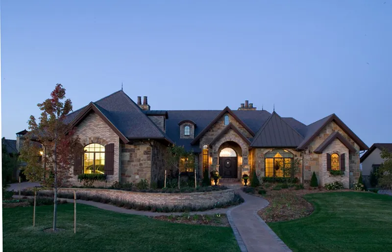 Luxury House Plan Front of Home - Brick and Stone Home 101S-0024 | Stone Exterior Home