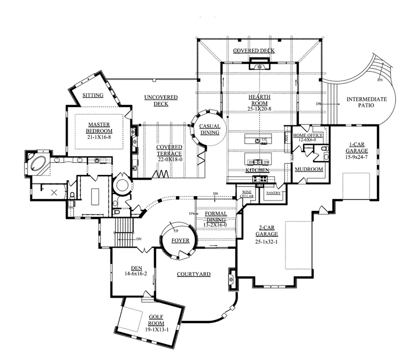 Arts & Crafts House Plan First Floor - Dalmatia Italian Luxury Home 101S-0025 - Search House Plans and More