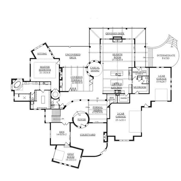 Ranch House Plan First Floor - Dalmatia Italian Luxury Home 101S-0025 - Search House Plans and More