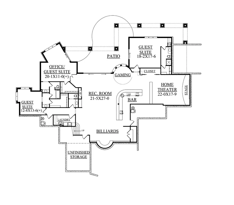 Arts & Crafts House Plan Lower Level Floor - Dalmatia Italian Luxury Home 101S-0025 - Search House Plans and More
