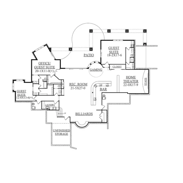 Ranch House Plan Lower Level Floor - Dalmatia Italian Luxury Home 101S-0025 - Search House Plans and More