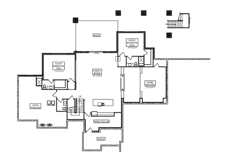 Arts & Crafts House Plan Lower Level Floor - Percival European Luxury Home 101S-0028 - Shop House Plans and More