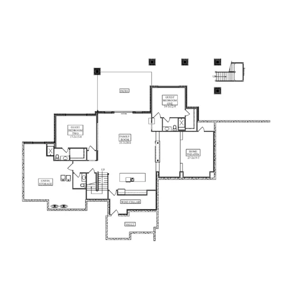 Modern Farmhouse Plan Lower Level Floor - Percival European Luxury Home 101S-0028 - Shop House Plans and More