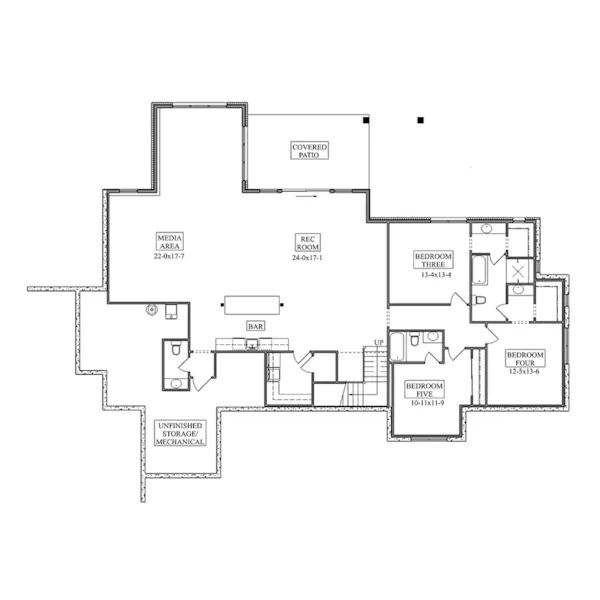 Modern Farmhouse Plan Lower Level Floor - Rock Bridge Rustic Farmhouse 101S-0029 - Shop House Plans and More