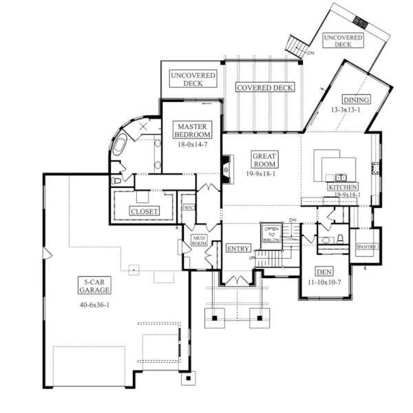 Craftsman House Plan First Floor - Mount Avery Rustic Home 101S-0031 | House Plans and More