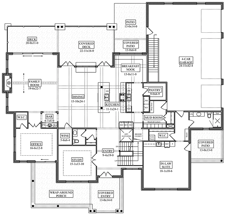 Country House Plan First Floor - Allina Lane Luxury Home 101S-0032 | House Plans and More