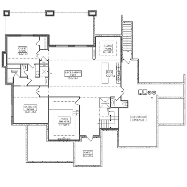 Country House Plan Lower Level Floor - Allina Lane Luxury Home 101S-0032 | House Plans and More