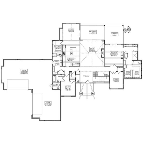 Craftsman House Plan First Floor - Muskrat Creek Rustic Home 101S-0033 | House Plans and More