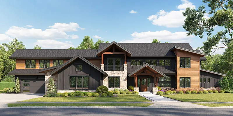 Mountain House Plan Front of Home - Muskrat Creek Rustic Home 101S-0033 | House Plans and More