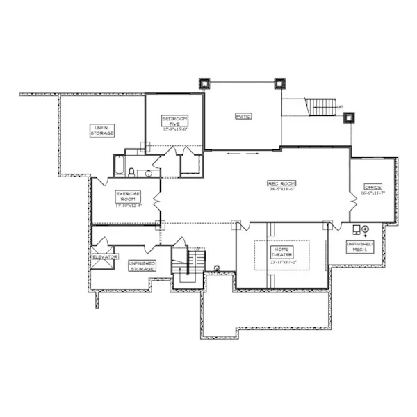 Luxury House Plan Lower Level Floor - Mansfield Landing Modern Home 101S-0034 | House Plans and More