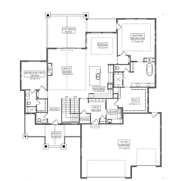 Modern Farmhouse Plan First Floor - McKinsey Road II Modern Farmhouse 101S-0035 | House Plans and More