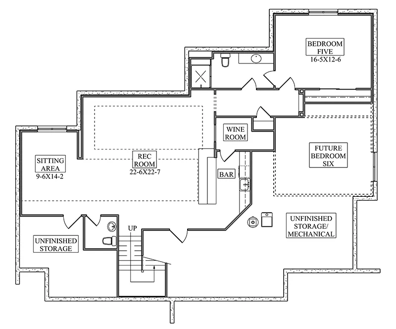 Farmhouse Plan Lower Level Floor - 101S-0035 | House Plans and More