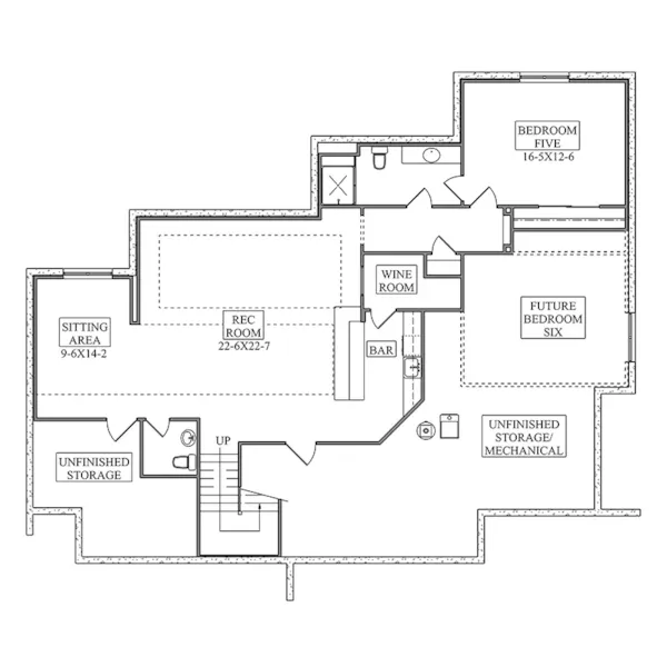 Modern Farmhouse Plan Lower Level Floor - McKinsey Road II Modern Farmhouse 101S-0035 | House Plans and More